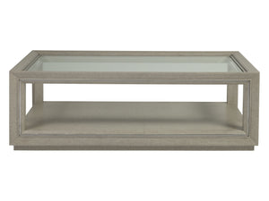 Lexington Artistica Home Zeitgeist Linen Cocktail Table - Stunning Mixed Media Design With Glass Top And Stainless Steel Accents Antique Linen Wood 2141-945