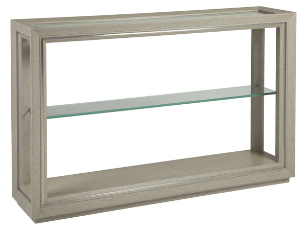 Lexington Artistica Home Zeitgeist Linen Console Table - Elegant Artistry With Glass Top, Unique Textures & Modern Design Antique Linen Wood 2141-966