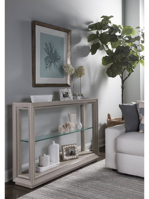 Lexington Artistica Home Zeitgeist Linen Console Table - Elegant Artistry With Glass Top, Unique Textures & Modern Design Antique Linen Wood 2141-966