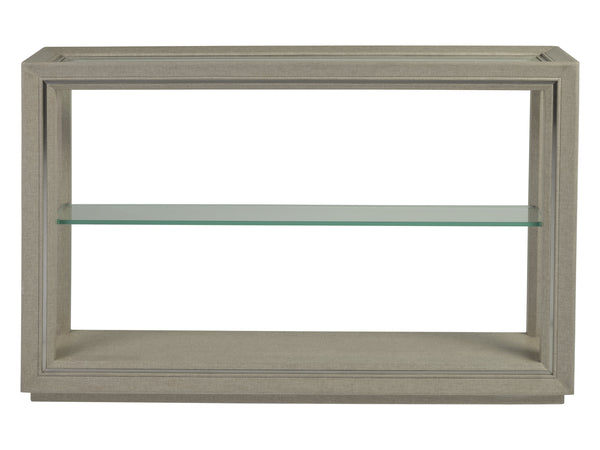 Lexington Artistica Home Zeitgeist Linen Console Table - Elegant Artistry With Glass Top, Unique Textures & Modern Design Antique Linen Wood 2141-966