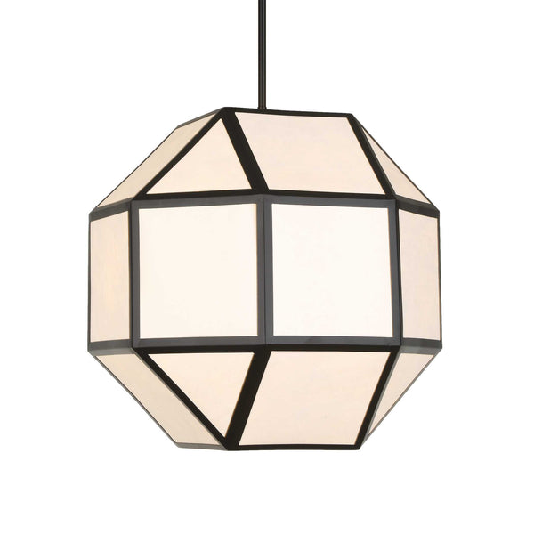 Uttermost Uttermost Hoi an Japandi Geometric Chandelier Matte Black Ivory Shade 4 Light 21417