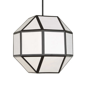 Uttermost Hoi an Japandi Geometric Chandelier Matte Black Ivory Shade 4 Light