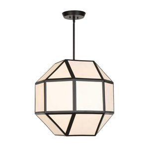 Uttermost Hoi an Japandi Geometric Chandelier Matte Black Ivory Shade 4 Light