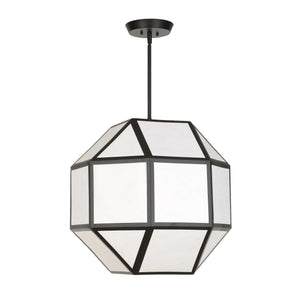 Uttermost Hoi an Japandi Geometric Chandelier Matte Black Ivory Shade 4 Light