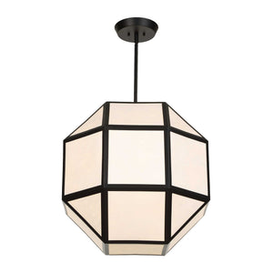 Uttermost Hoi an Japandi Geometric Chandelier Matte Black Ivory Shade 4 Light