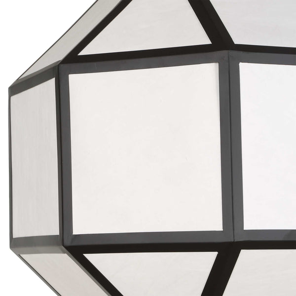 Uttermost Hoi an Japandi Geometric Chandelier Matte Black Ivory Shade 4 Light