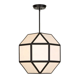 Uttermost Hoi an Japandi Geometric Chandelier Matte Black Ivory Shade 4 Light
