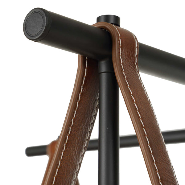 Uttermost Reins Four Light Chandelier Matte Black Linen Shades Saddle Strap Detail