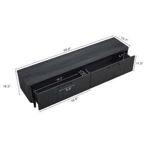 English Elm Jodie 69" Fluted TV Stand with Splayed Metal Legs, Fluted Drawers & Black Handles for 75" TVs Charcoal grey B365P397916