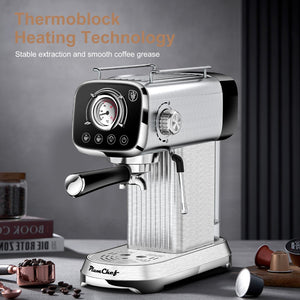 English Elm 20 Bar Espresso Machine Stainless Steel Compact Vintage Style with Steam Wand W1002P292362