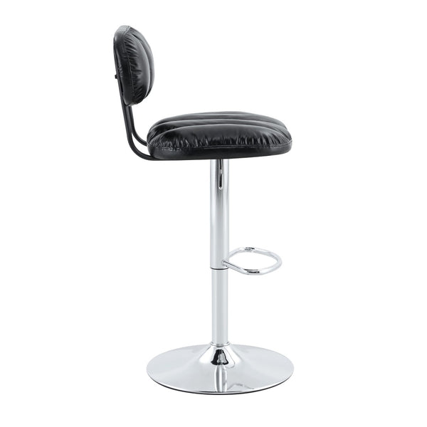English Elm Set of 2 Adjustable Pu Leather Barstools with Chrome Base for Kitchen or Home Bar Black,Silver W3875P378576