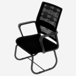 English Elm Minimalist breathable mesh office chair with curved support, cushioned seat, stable iron frame for long workdays Black W1935P338542