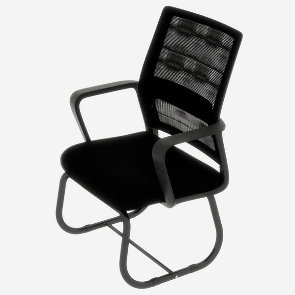 English Elm Minimalist breathable mesh office chair with curved support, cushioned seat, stable iron frame for long workdays Black W1935P338542