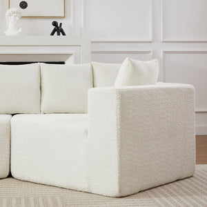 English Elm [video]151.6-inch Modular Chenille Sectional with Deep Seats and Chaise for Open Living Spaces Beige W3505S00058