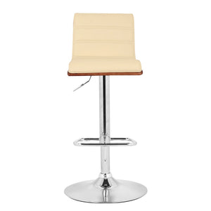 English Elm Aubrey Swivel Barstool Faux Leather Seat Walnut Accents Adjustable Chrome Pedestal B2736P464883
