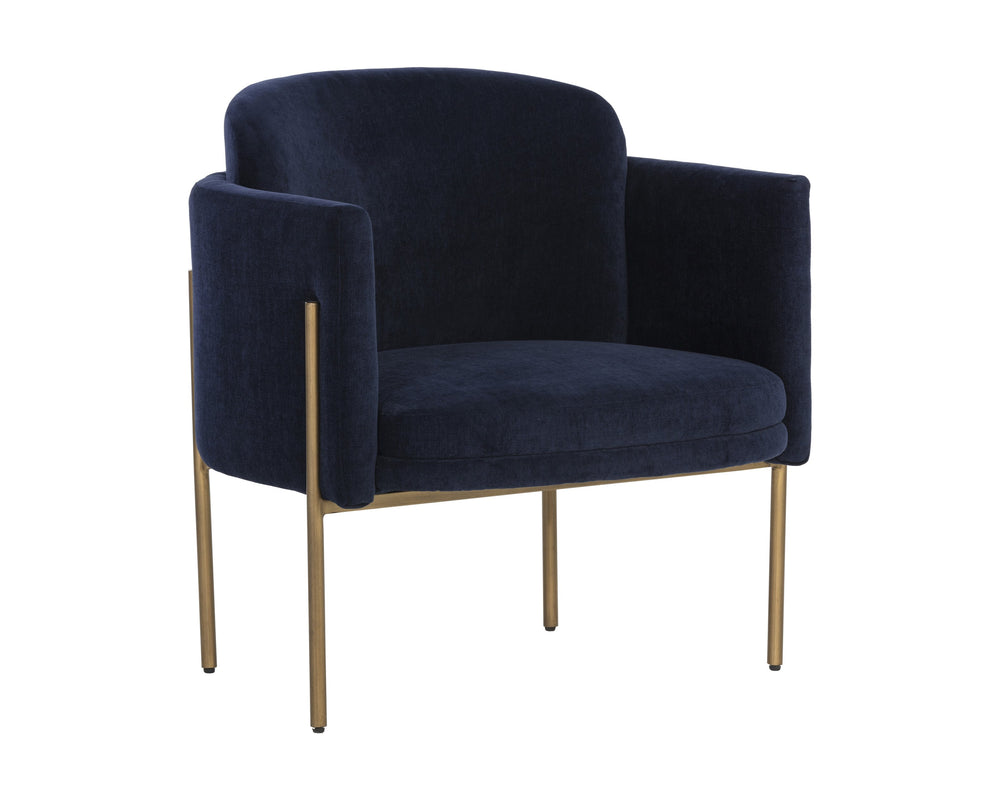 Sunpan Richie Lounge Chair - Modern Comfort with Elegant Design, Perfect for Stylish Living Spaces and Relaxation Antique Brass / Danny Navy