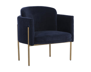 Sunpan Richie Lounge Chair - Modern Comfort with Elegant Design, Perfect for Stylish Living Spaces and Relaxation Antique Brass / Danny Navy
