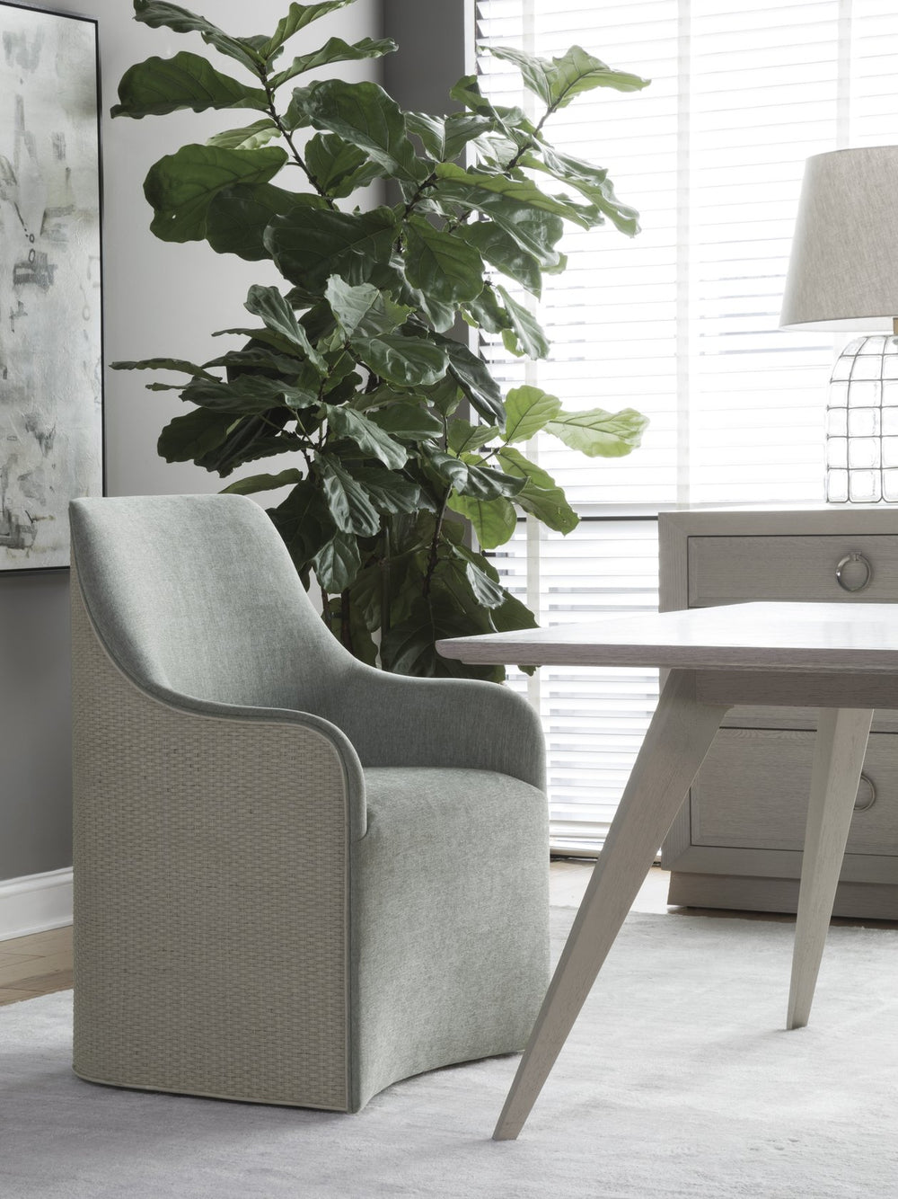 Lexington Artistica Home Riley Woven Arm Chair - Elegant Cane Design With Upholstered Seat And Easy-moving Casters For Style Antiqued White Wood 2146-881-01