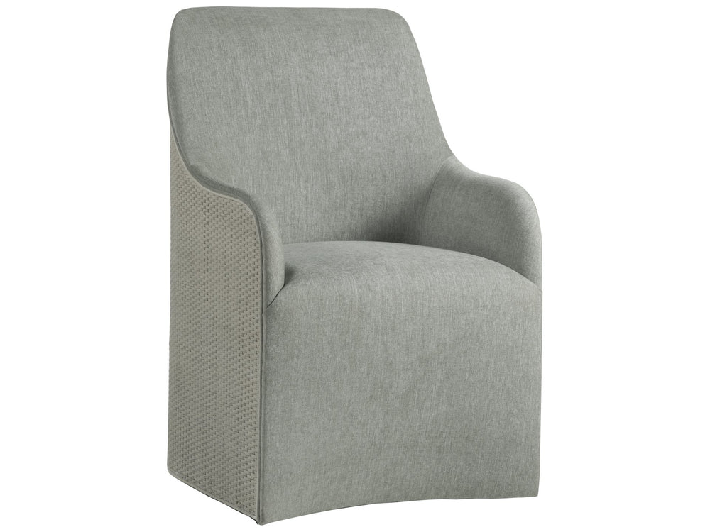 Lexington Artistica Home Riley Woven Arm Chair - Elegant Cane Design With Upholstered Seat And Easy-moving Casters For Style Antiqued White Wood 2146-881-01