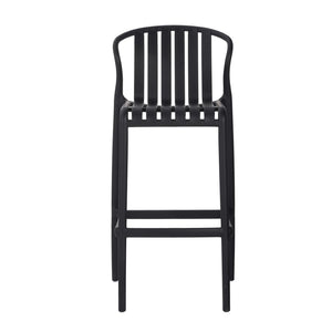 English Elm Outdoor Stackable Armless Barstools Set of 2 Uv Resistant Slat Back Patio Seating Black N780P199452B