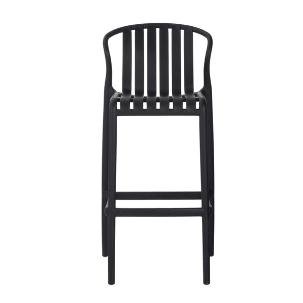 English Elm Outdoor Stackable Armless Barstools Set of 2 Uv Resistant Slat Back Patio Seating Black N780P199452B