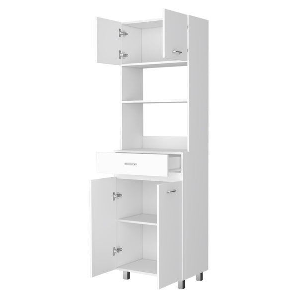 English Elm Auburn Microwave Pantry Cabinet with Open Shelf Drawer and Dual Enclosed Storage B128S00206