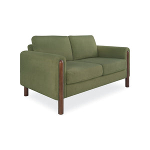 English Elm Comfy Mid-century Modern Loveseat with Walnut Legs Teddy Fabric 2-seat Small Space Sofa Green W2308P463602