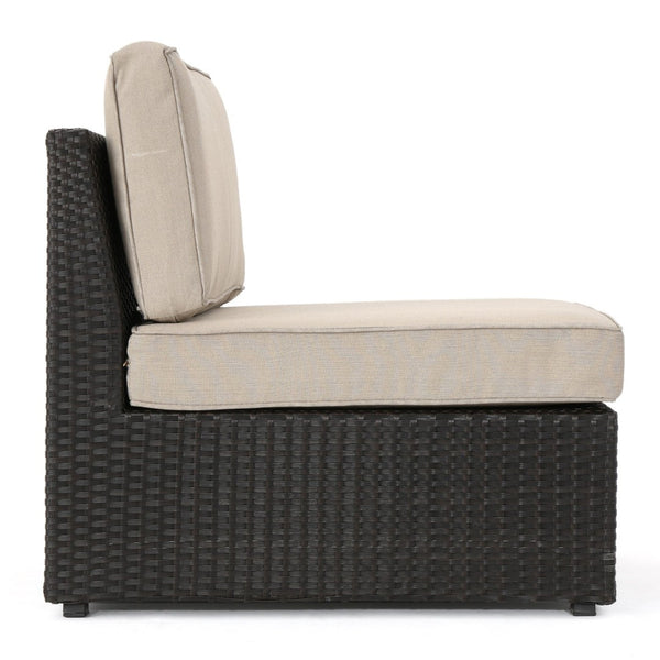 English Elm Santa Cruz Outdoor Wicker Sectional Armless Chair Set with Plush Weather Resistant Cushions Dark Brown 52976.00IRN