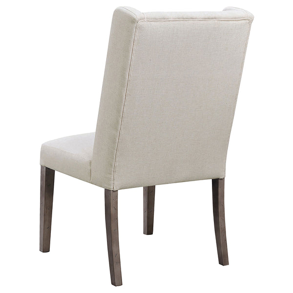 English Elm Lily Tufted Beige & Dark Brown Upholstered Dining Side Chair Set of 2 — Plush Cushioning, Elegant Comfort, Hardwood Frame B062P328706