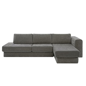 English Elm L-shaped Chenille Sectional Sofa with Deep Modular Seating and Layered Cushion Comfort Dark Grey N763S000090R
