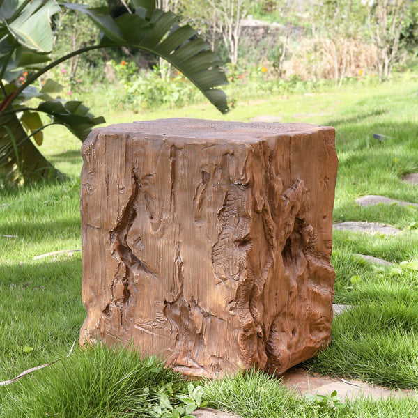 English Elm Christopher Knight Home® - Amira Magnesium Oxide Stump Side Table Brown — All-Weather, Eco-Friendly Rustic Plant Stand Durable N775P300868B