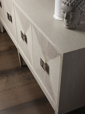 Lexington Artistica Home Logan Convertible Long Media Console With Adjustable Height, Unique Finish & Ample Storage Solutions Light Gray Wood 2149-907