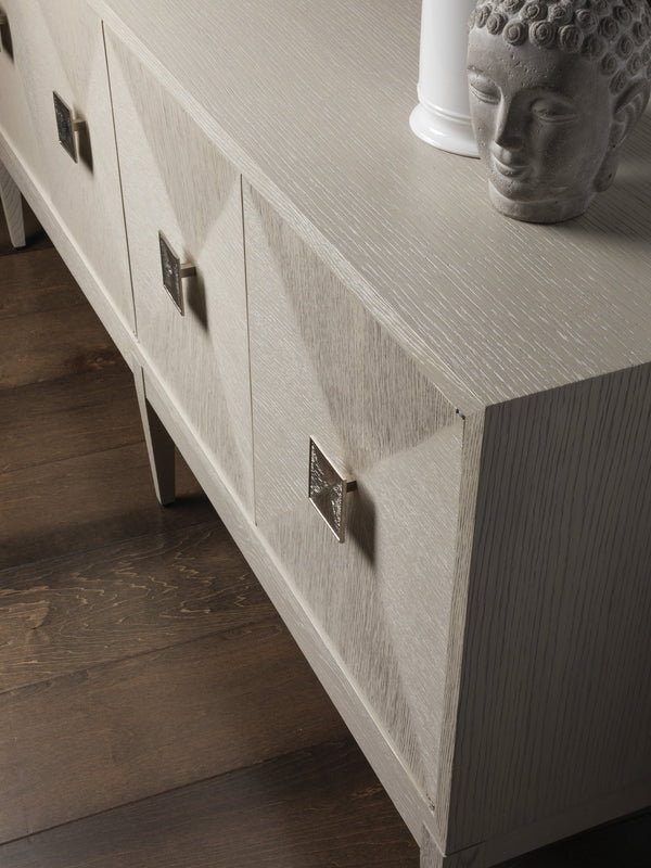 Lexington Artistica Home Logan Convertible Long Media Console With Adjustable Height, Unique Finish & Ample Storage Solutions Light Gray Wood 2149-907