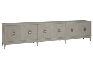 Lexington Artistica Home Logan Convertible Long Media Console With Adjustable Height, Unique Finish & Ample Storage Solutions Light Gray Wood 2149-907