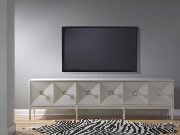 Lexington Artistica Home Logan Convertible Long Media Console With Adjustable Height, Unique Finish & Ample Storage Solutions Light Gray Wood 2149-907