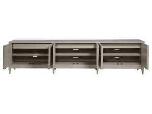Lexington Artistica Home Logan Convertible Long Media Console With Adjustable Height, Unique Finish & Ample Storage Solutions Light Gray Wood 2149-907
