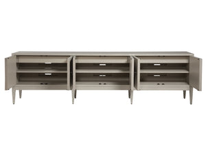 Lexington Artistica Home Logan Convertible Long Media Console With Adjustable Height, Unique Finish & Ample Storage Solutions Light Gray Wood 2149-907