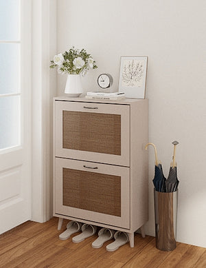 English Elm 2-Tier Shoe Rack Antique Grey - Stable Engineered Wood Entryway Organizer, Open Design Holds 12 Pairs, Space-Saving Durable Storage Solution W2139P306372