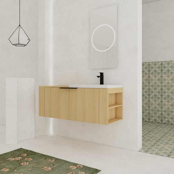 English Elm 48 Modern Bathroom Vanity Sink Combo with Soft-Close Doors, Engineered Wood, Spacious Storage, Easy Assembly Oak W1972S00013