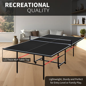 English Elm 9ft Regulation Foldable Ping Pong Table with Mdf Surface Net Paddles and Balls W1408P385457