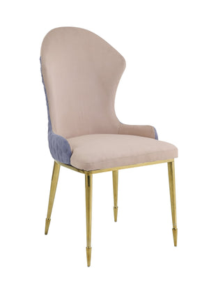 English Elm Caolan Lavender Tan & Gold Fabric Side Chairs Set of 2 — Padded Wingback Seats, Spindle Legs B2726P243296