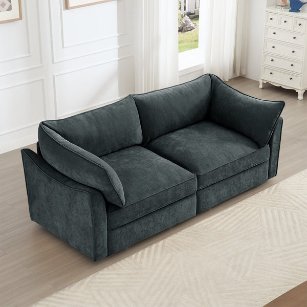 English Elm 2 Seater Sofa With Hidden Storage, Crescent Armrests, Durable Chenille - Perfect For Small Spaces! W3041S00192