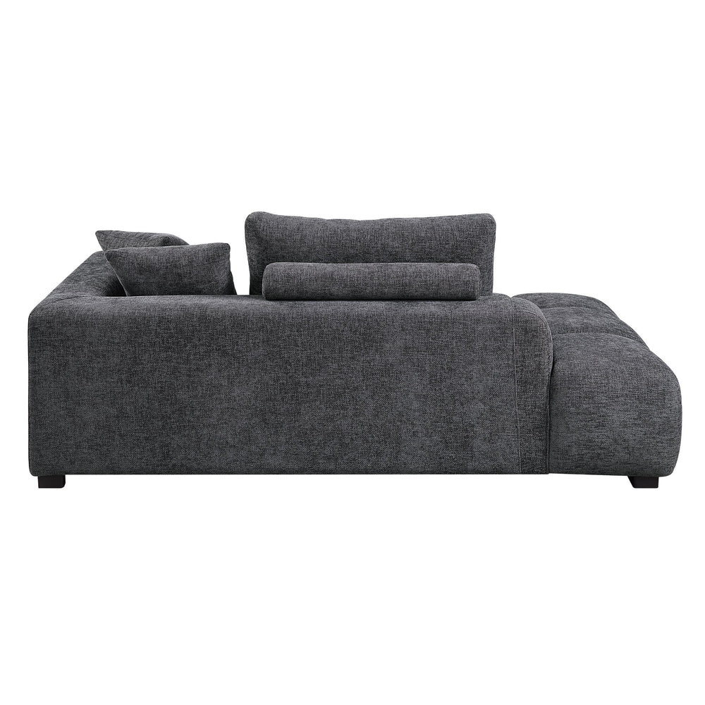 English Elm Chosen Gray Chenille Sectional Sofa Modular 2-Chaise with Ottoman, Toss Pillows, Pocket Coil Seats, 149"W x32"H B2726S00427