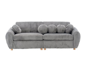 English Elm Modern Corduroy Sofa Couch - 84" Stylish Grey Sectional Love Seat For Apartment & Home Office Comfort W2363S00077