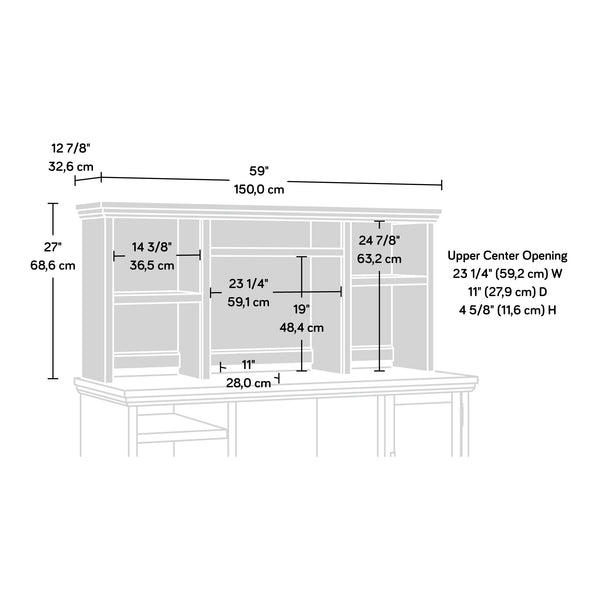 English Elm Hutch, Stylish Brown Finish For Versatile Storage - Perfect For Home Offices & Study Spaces! B356P367955