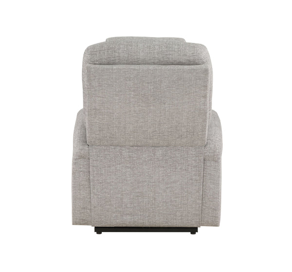English Elm Light Gray Plush Chenille Recliner with Power Lift, Massage, Dual Cup Holders & Pocket Coil Comfort B2726P405681