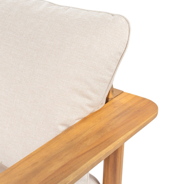 English Elm Terassi Solid Acacia Wood Patio Sofa with Teak Finish and Beige Cushioned Seating N775P370352T