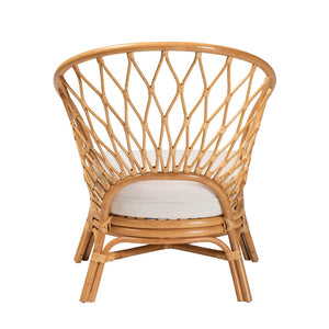 English Elm Bohemian Natural Rattan Accent Chair with Openwork Frame and Sculptural Curved Back B2750P420409