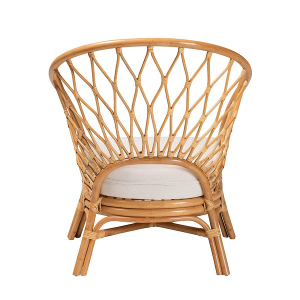 English Elm Bohemian Natural Rattan Accent Chair with Openwork Frame and Sculptural Curved Back B2750P420409