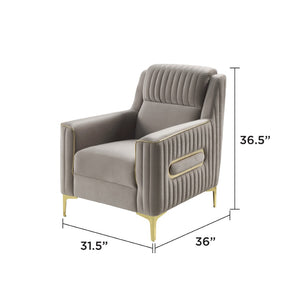 English Elm Ruby Upholstered Accent Chair with Birch Frame Gold Legs and Pocket Coil Comfort Taupe B009P447503